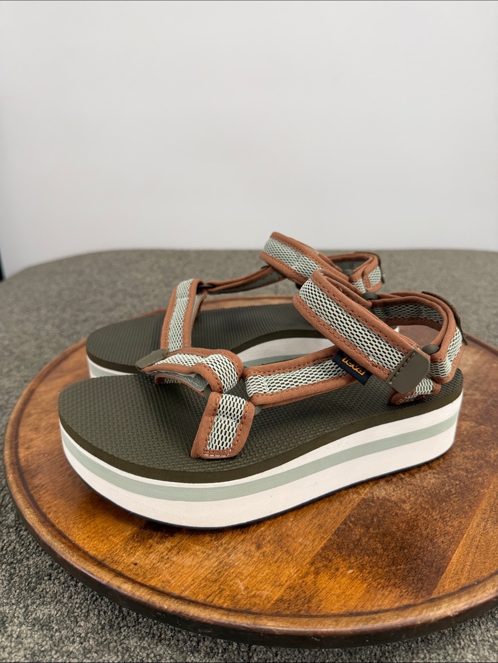 Teva Sandals Wm 6 Flatform Universal Mesh Dark Olive Sea Foam Platform Sporty